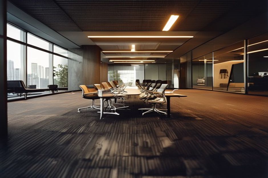 Modern office with commercial carpet tiles